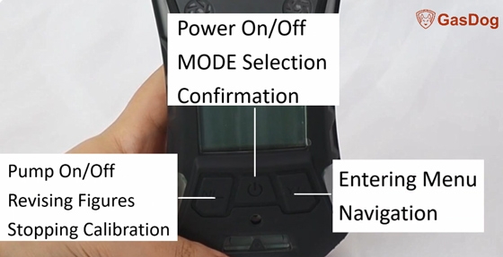 4 in 1 gas detector button