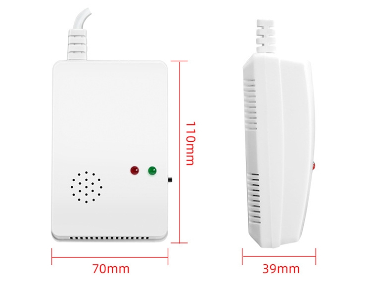 Gas leak alarm for LPG and natural gas dimension