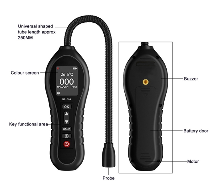 Halogen refrigerant leak detector details