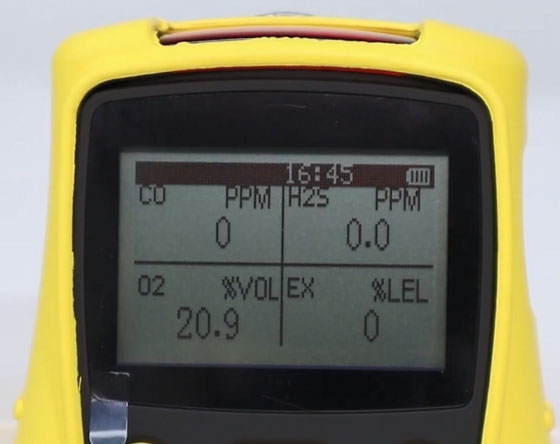 Handheld gas detector for 4 gas detection