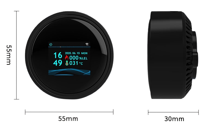 LPG and natural gas leak monitor with alarm dimension