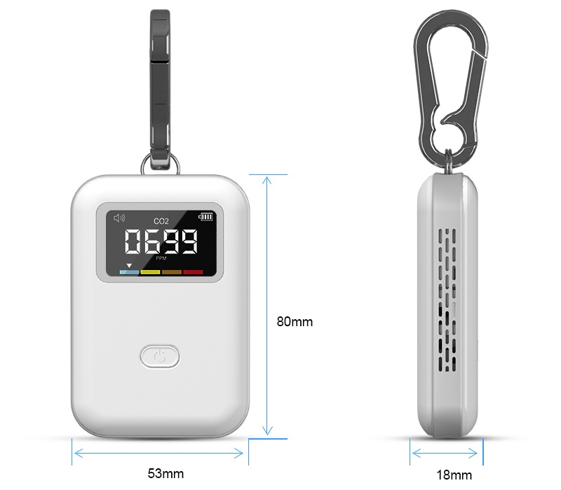 Portable Carbon Dioxide CO2 gas alarm dimension