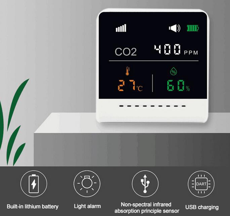 Portable Carbon Dioxide CO2 gas monitor with alarm features