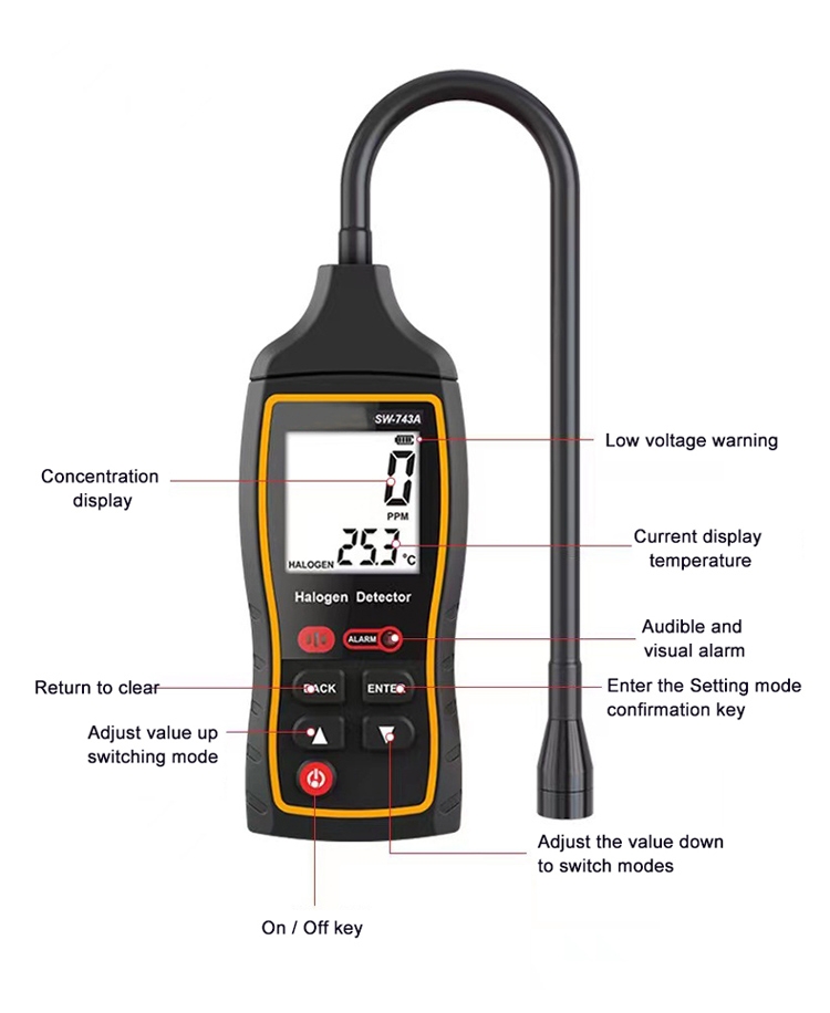 AC refrigerant leak detector dimension